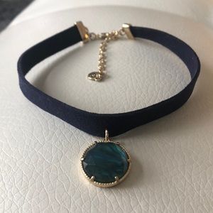 Navy blue choker with pendant